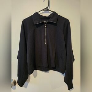 Express Black Half Zip-Front Cropped Pullover